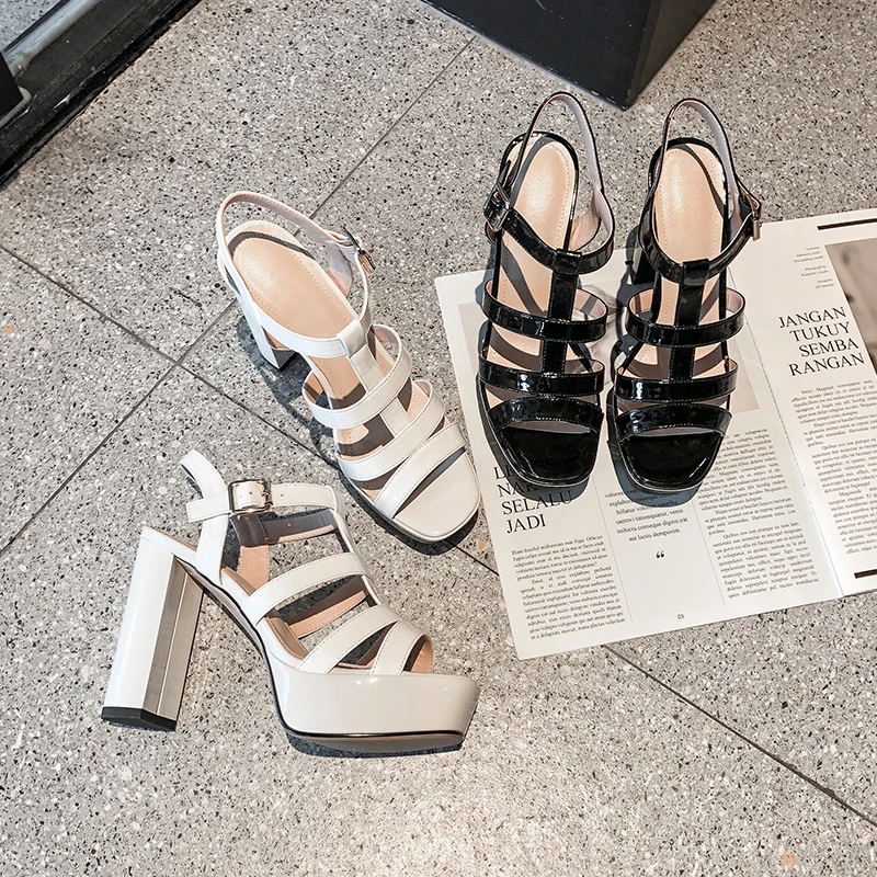 

Thick bottom thick heel sandals female 2020 summer 10cm high heels fish mouth sandals waterproof platform Z795