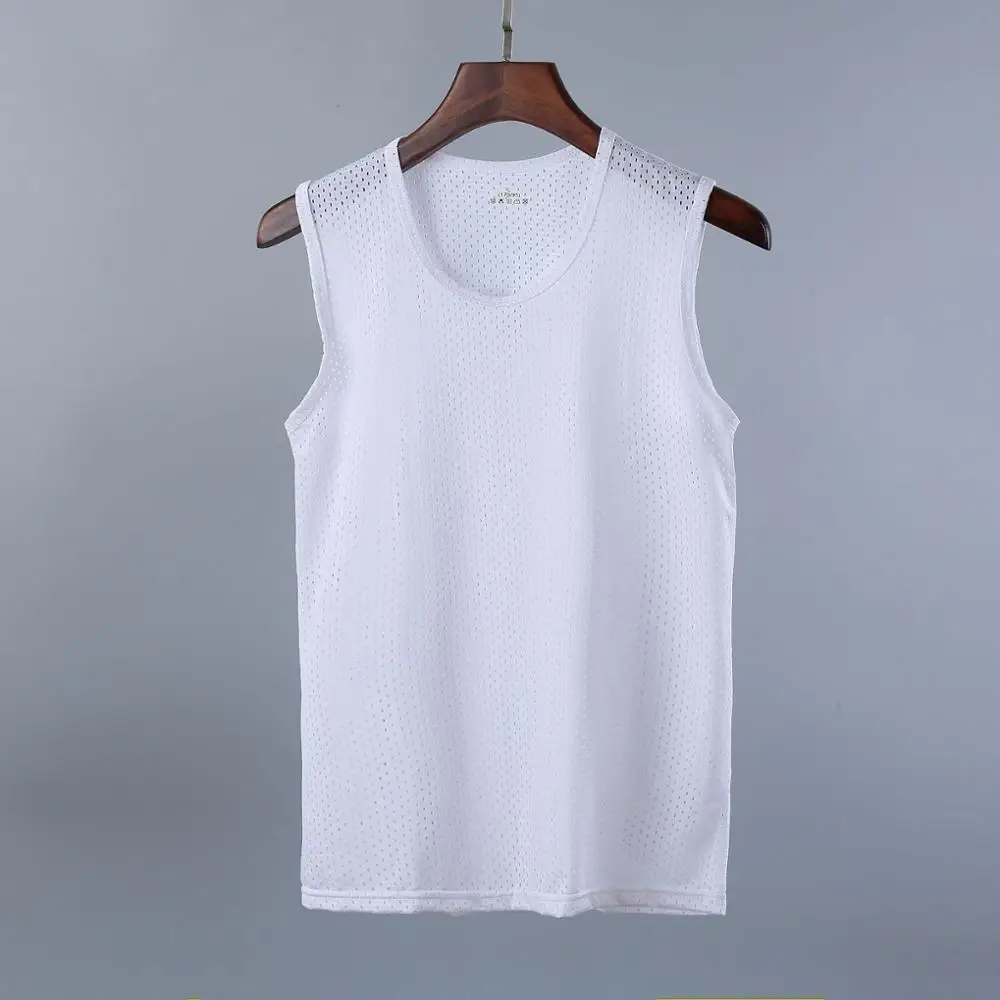 Мужской жилет для бега Спортивная сетчатая одежда фитнеса эластичная хлопковая