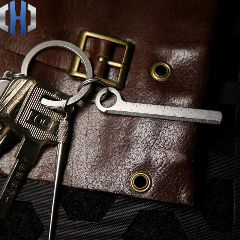 Миниатюрная титановая маленькая линейка брелок портативная EDC измерительный