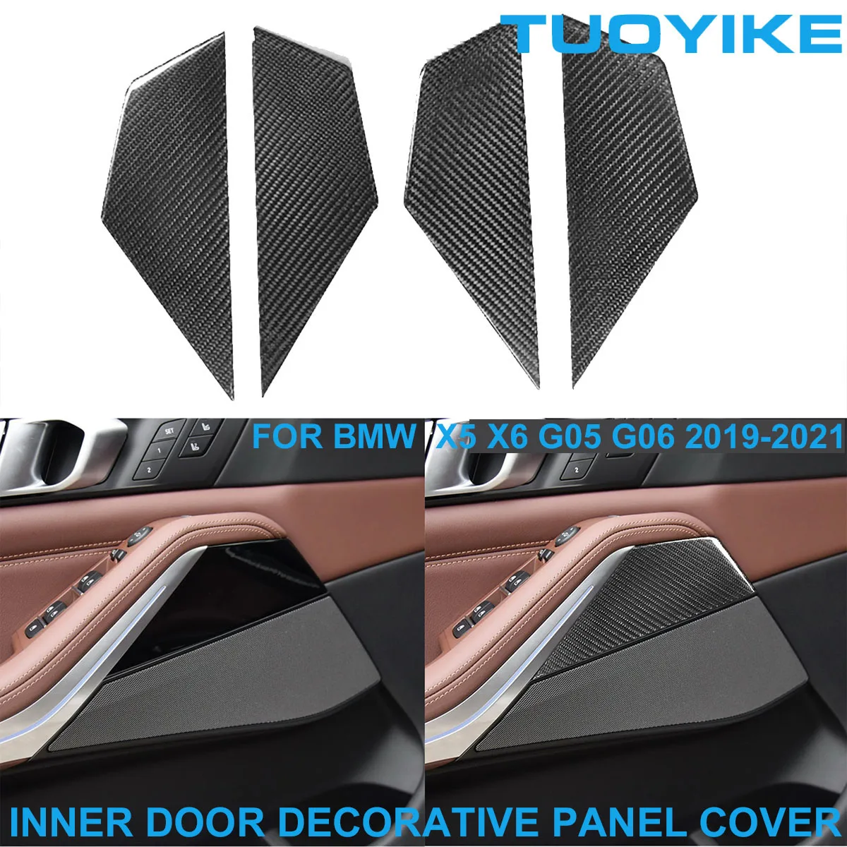 

LHD RHD Car Styling Real Dry Carbon Fiber Interior Inner Door Panel Decorative Cover Trim Sticker For BMW X5 X6 G05 G06 19-2021