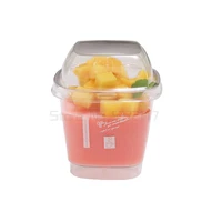 square disposable transparent pudding dessert cup ice cream cup fruit cup small creative party birthday cake cup with lid
