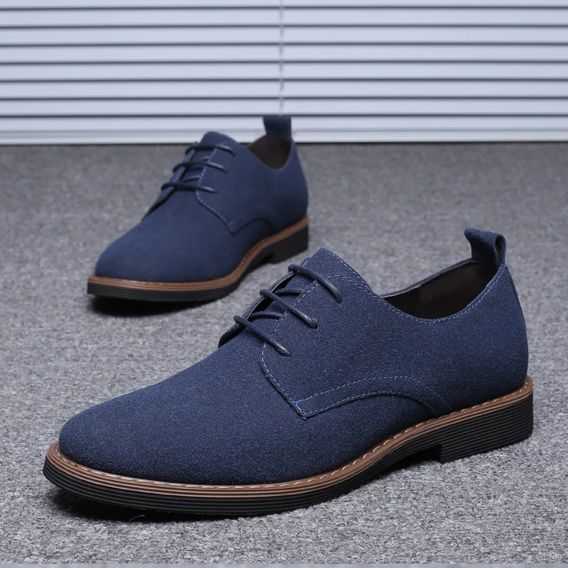 

Brand Large Size Cow Suede Men's Flat Shoes New Business Casual Shoes Fashion British Lace-up Leather Shoes Men's Driving Shoes