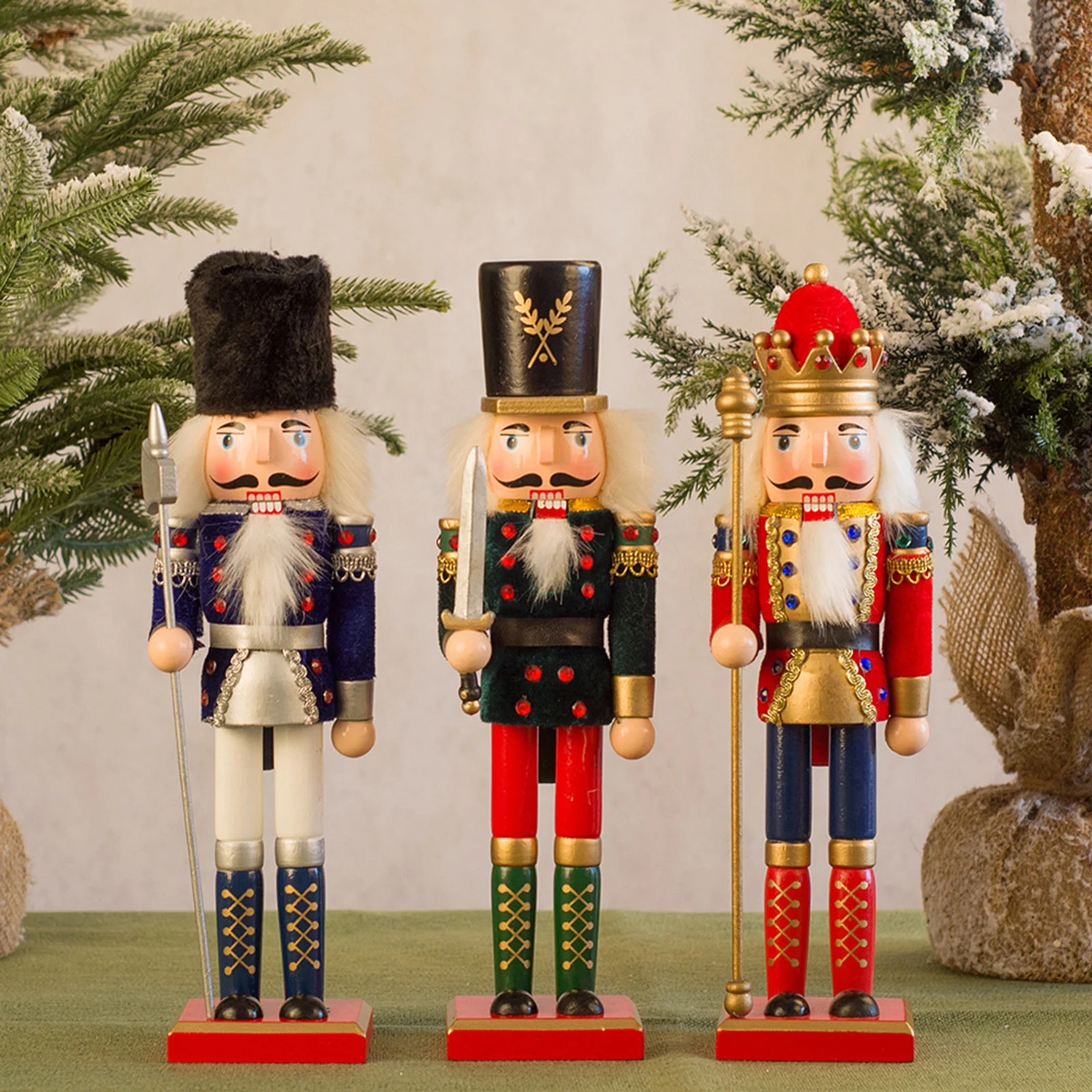 

Nutcracker soldier puppets Christmas Ornaments Wooden Soldier Puppet Desktop Decor Christmas Decorations for Home Office