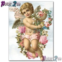 5d diy angel boy and flower diamond painting embroider square or round mosaic cross stitch rhinestone handmade gifts