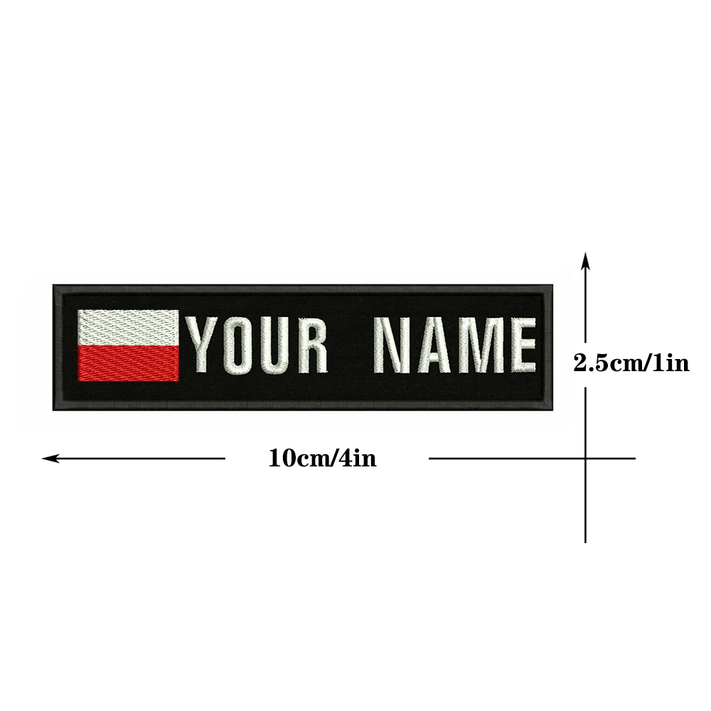 Польский флаг 10x2 5 см Вышитое имя заплатка с текстом нашивка в полоску на липучке