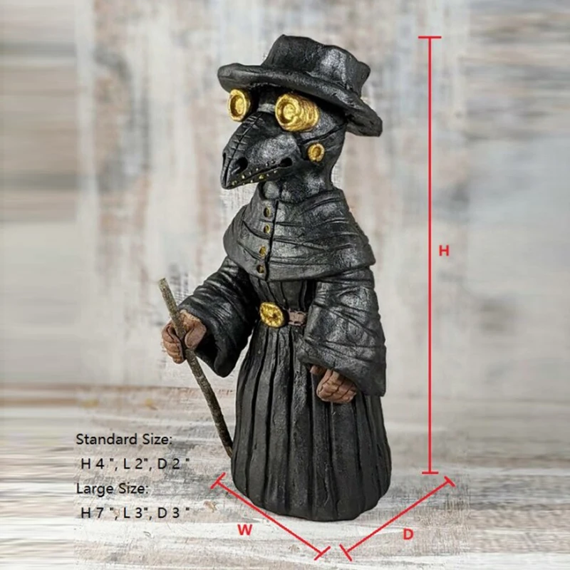 

Plague Dr Sculpture Cone Burners Incense Burners Resin Desktop Ornament Handmade Craft INTE99