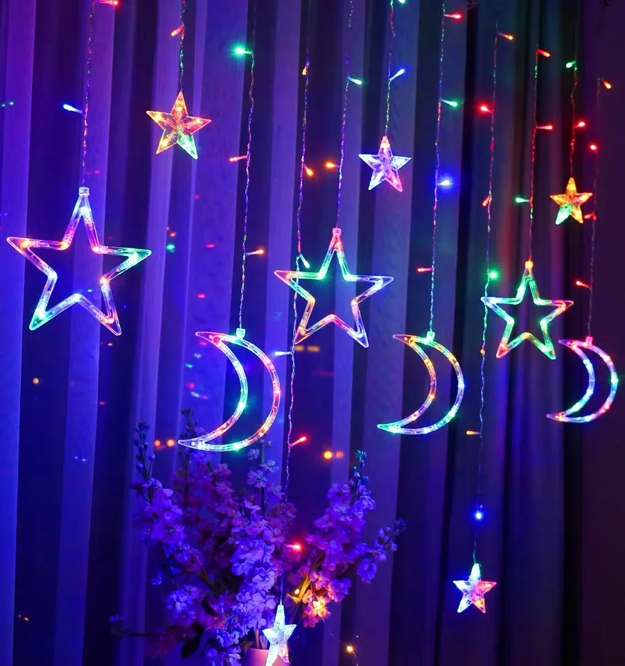 

3.5M Star Moon Curtain Light Weeding Decor for Weddings Christmas Party Decor Garland Eid Mubarak Ramadan Decor Party Supplies