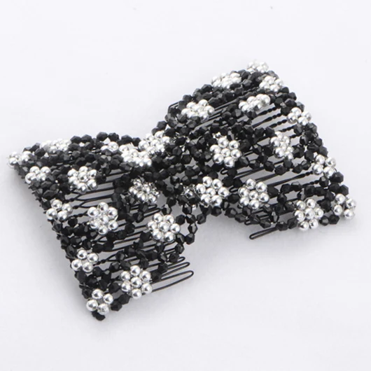 B Silver DIY женские эластичные Волшебные волосы инструменты для волос бусины коготь зажим аксессуары жемчужные расчески для волос производитель волос винтажная булочка прическа Мода - Цвет: B Silver