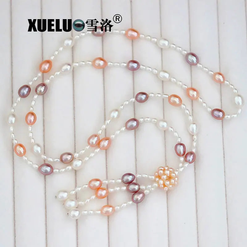 

XUELUO Brand High Quality Multicolor Fashion Fancy Long Sweater Chain Genuine Natural Freshwater Cultured Pearl Necklace