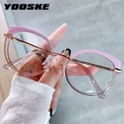 Очки YOOSKE с защитой от сисветильник для женщин, роскошные брендовые дизайнерские очки кошачий глаз в металлической оправе, оптические, для компьютера