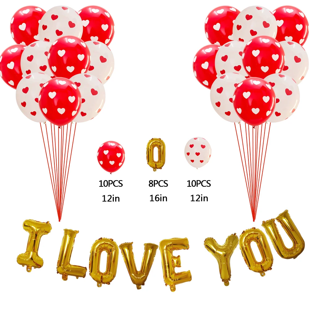 

11pcs Confetti Latex Ballons Set Wedding Decor Heart Shape Rose Gold Love Foil Balloons Valentine Day Birthday Party Decorations