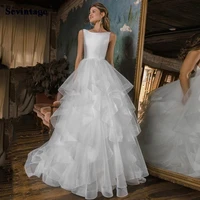 macdugal simple a line elegant soft satin sleeveless backless wedding dress exquisite vintage layered tulle pleated robe
