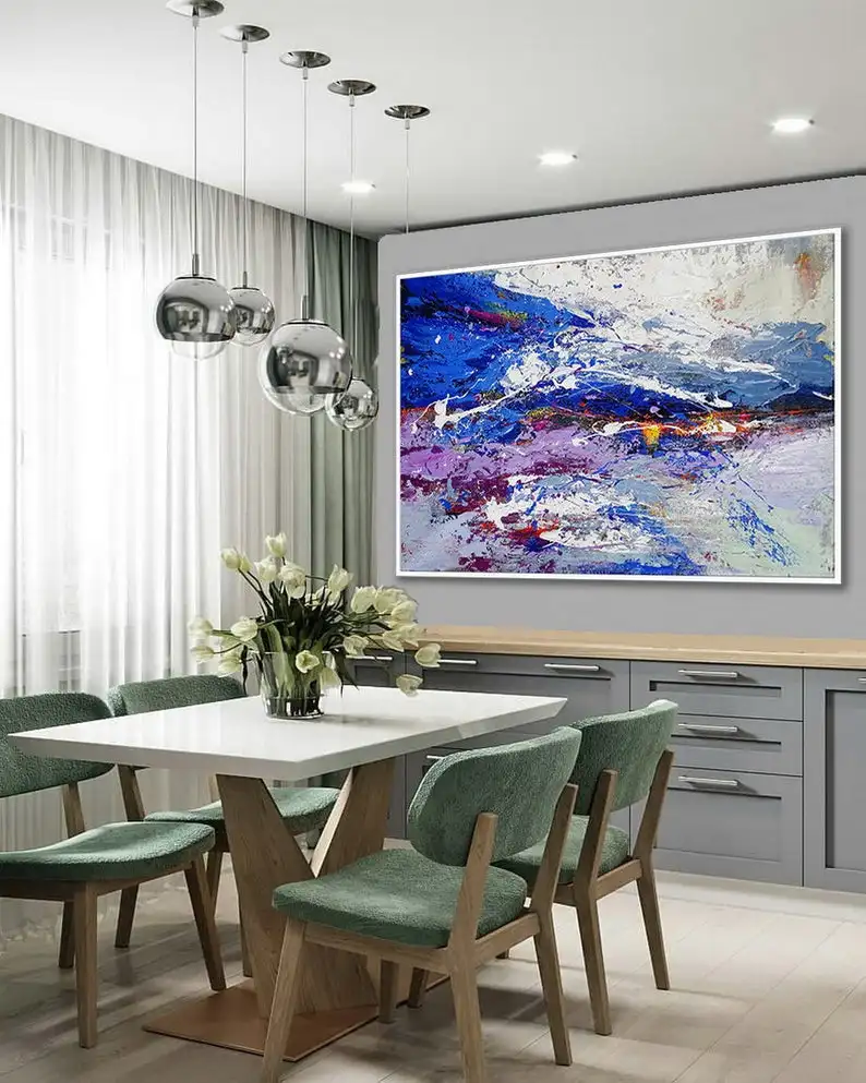 

Hand Painted Thick Color Acrylic Painting Modern Contemporary Abstract Wall Art Palette Knife Extra Large Canvas Artwork