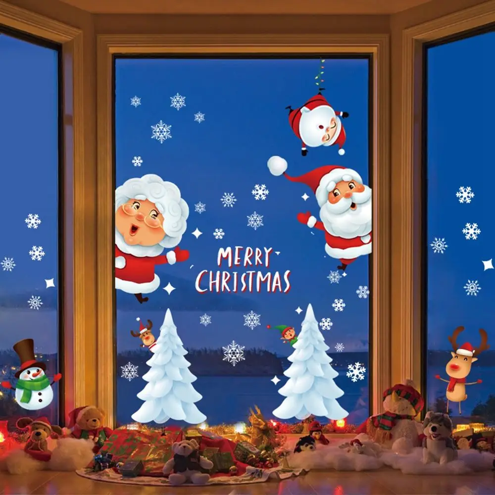 

Ornaments Static Sticker Home Decor Christmas Decorations Xmas Party Supplies Window Decals Window Glass Sticker