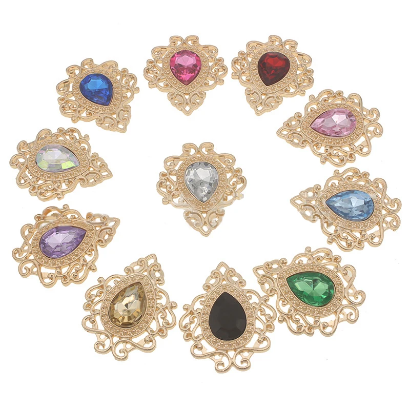 

10pcs Large Crystal Water-drop Brooches for Women Vintage Fashion Flactback Elegant Wedding Pins Party Jewelry Brooch DIY