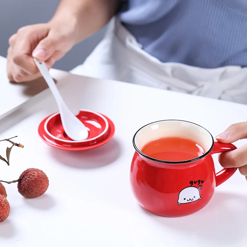 Керамическая стеклянная чашка для влюбленных завтрака молока капучино кофе