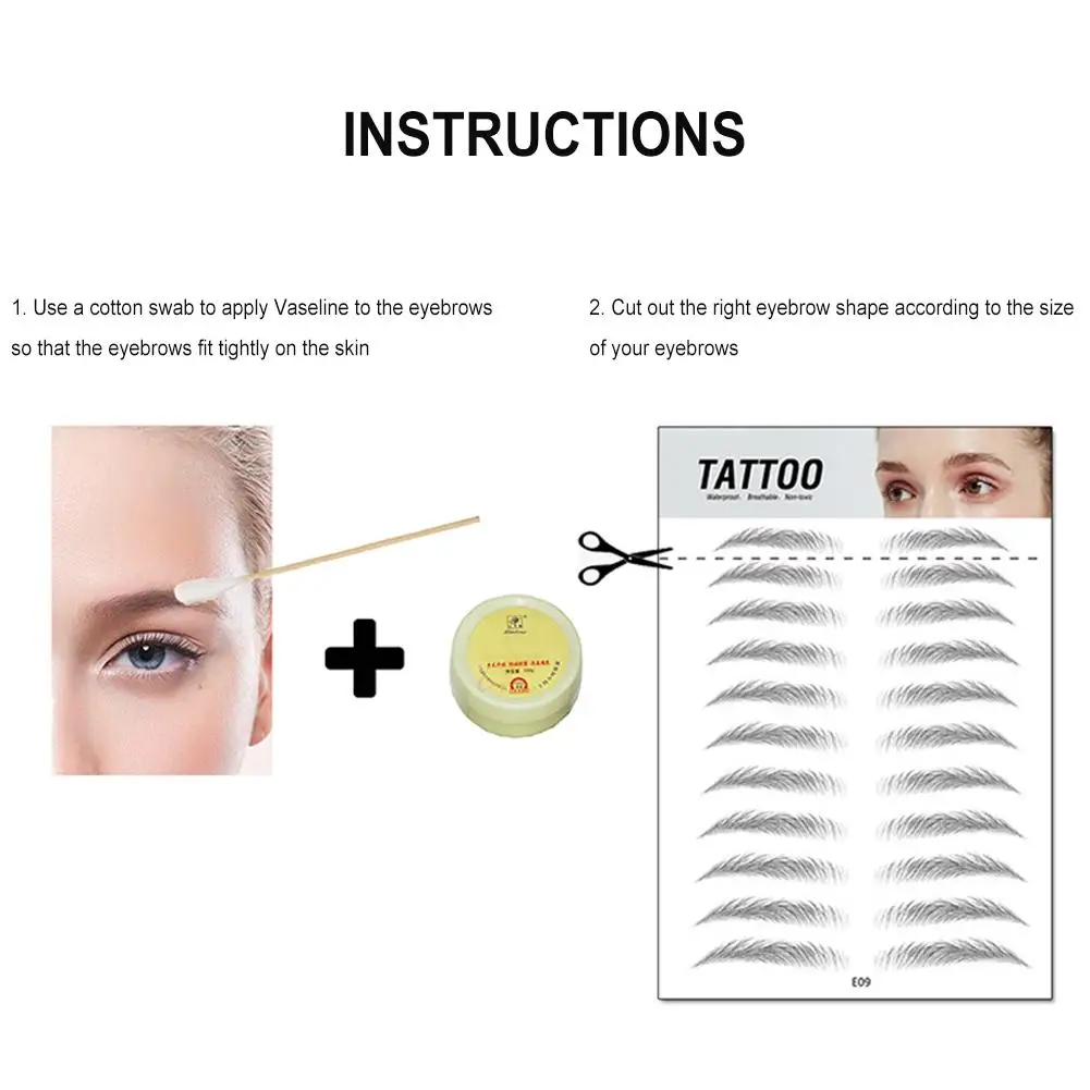 

Natural Fake Eyebrow Stickers Cosmetics 4D Hair Like Authentic Eyebrows Makeup Waterproof Eyebrow Tattoo Sticker Long Lasting