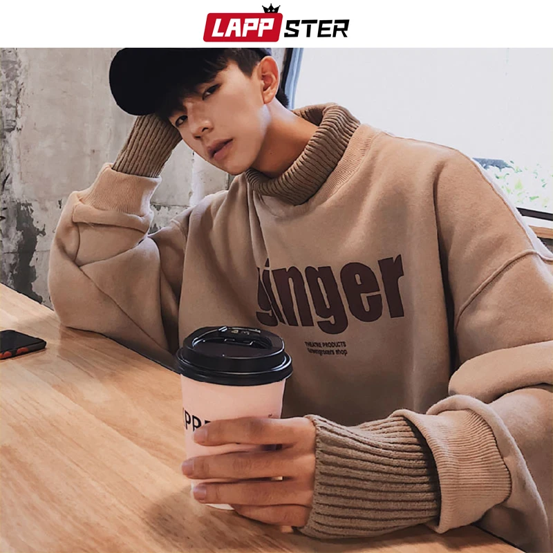 LAPPSTER, Мужская Уличная одежда, Harajuku, водолазка, толстовки,, флис, корейская мода, мужские, поддельные, две части, толстовки, хип-хоп, худи
