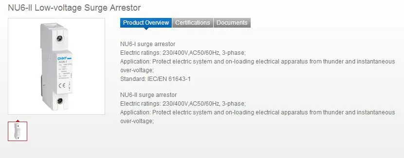CHINT NU6-II 4P 15-40KA 385V Low-voltage Surge Arrestor
