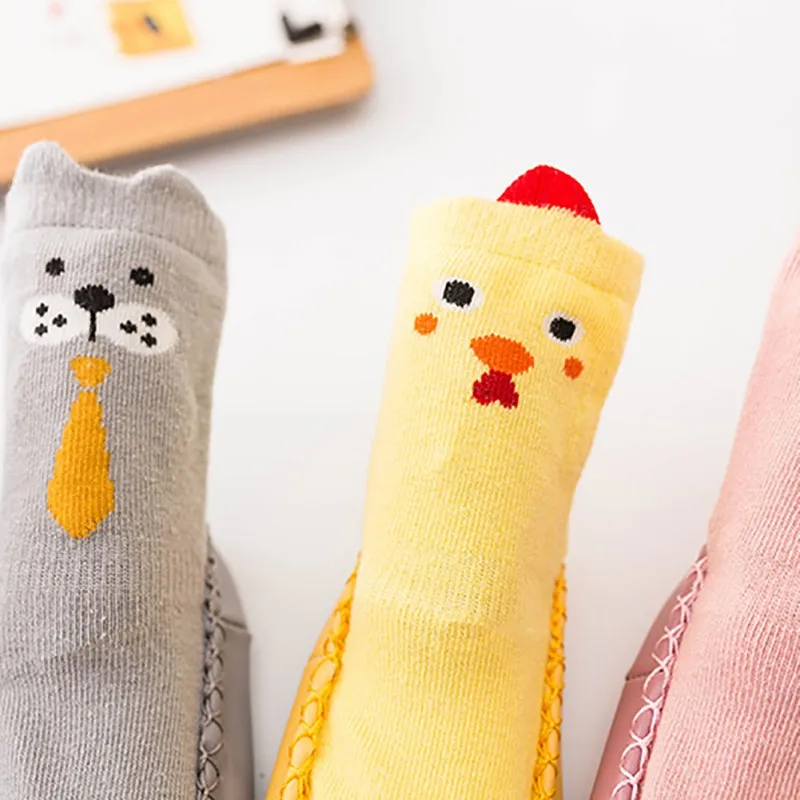 Милые носки для малышей хлопковые с рисунком медведя из мультфильма теплые