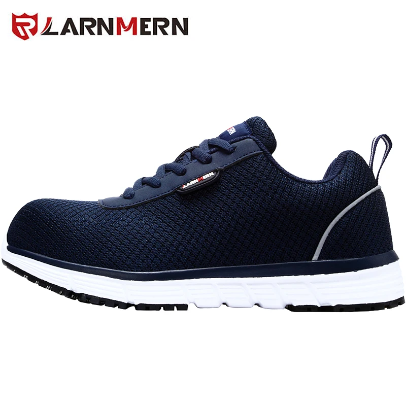 LARNMERN Women's Work Safety Shoes Steel Toe Lightweight Breathable Anti-Smashing Non-Slip Reflective Construction Sneaker - Цвет: L8038-NAVY