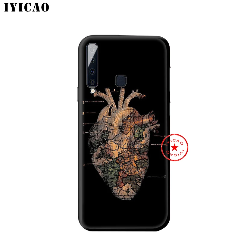 IYICAO Простой Сердце цветок черный мягкий чехол для samsung Galaxy A9 A8 A7 J6 A6 Plus 2018 A3 A5 2016 2017