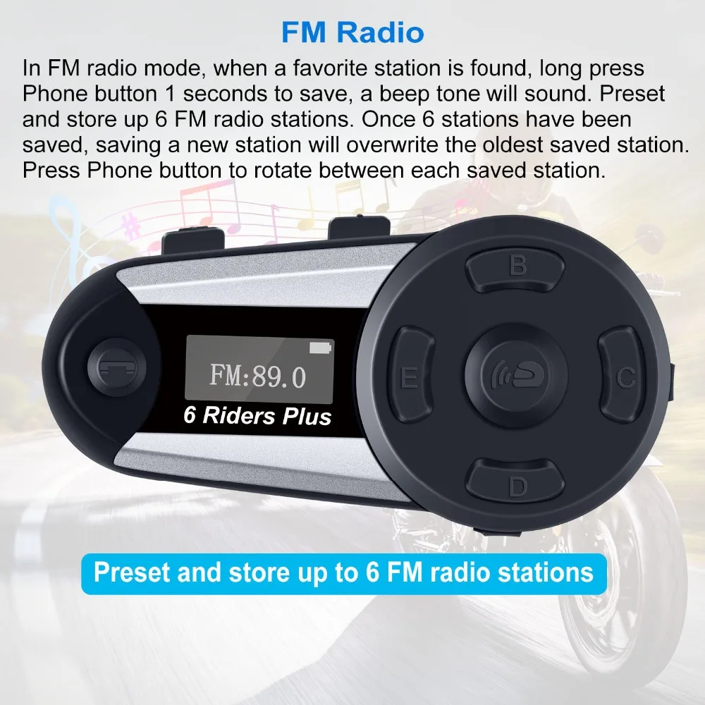 1 шт. V6 Plus 6 Rider мотоцикл Bluetooth шлем гарнитура домофон беспроводной BT полный дуплекс Intercomunicador Interphone FM светодиодный