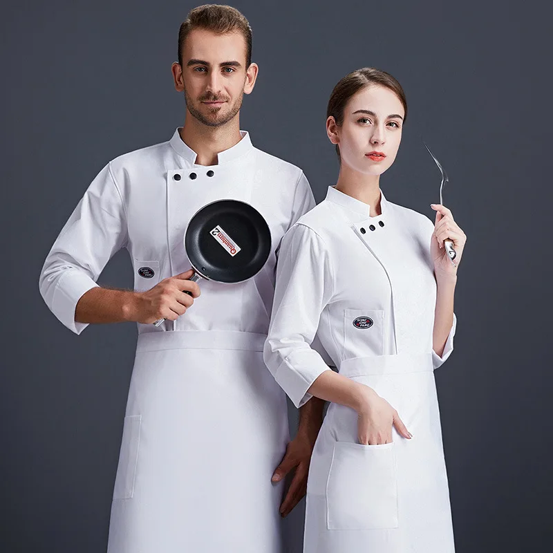 

2020 Chef Hat Restaurant Clothes Chef Overalls Long Sleeve Breathable Hotel Catering Kitchen Western Large Size Work Autumn