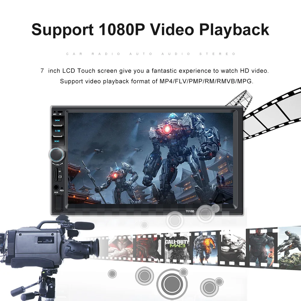 Aupart Авторадио центральный мультимедийный 2 Din Автомобильный Радио HD 7