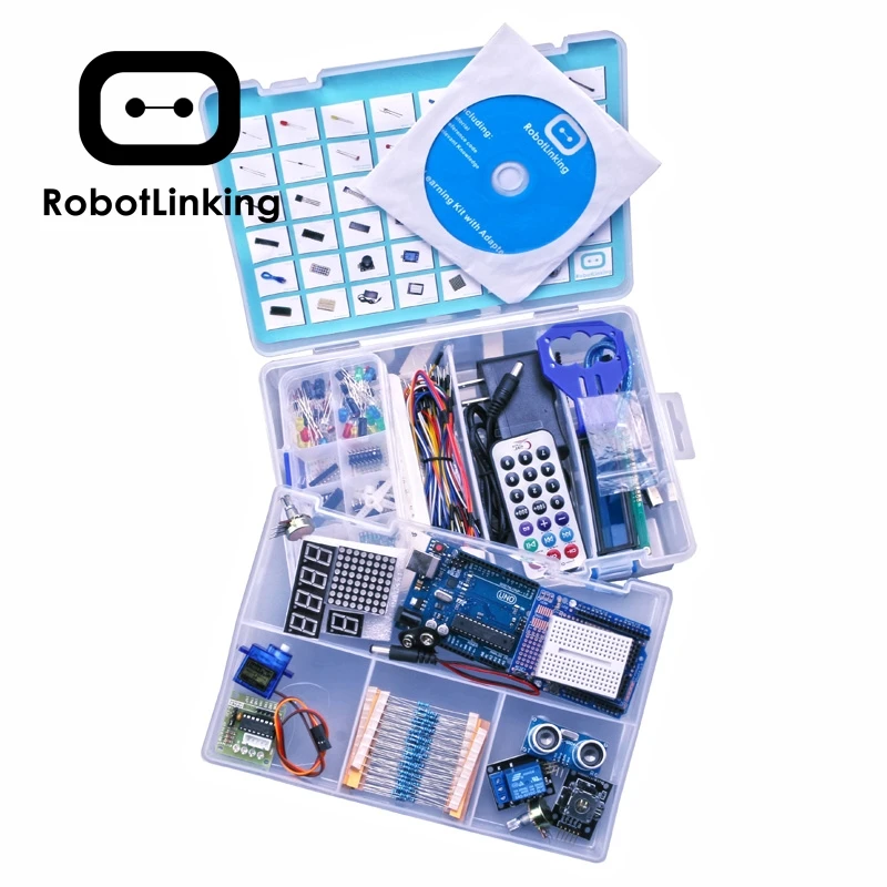 

Robotlinking UNO Project The Most Complete Starter Kit for Arduino Mega2560 UNO with Tutorial/Power Supply/Servo Stepper Motor