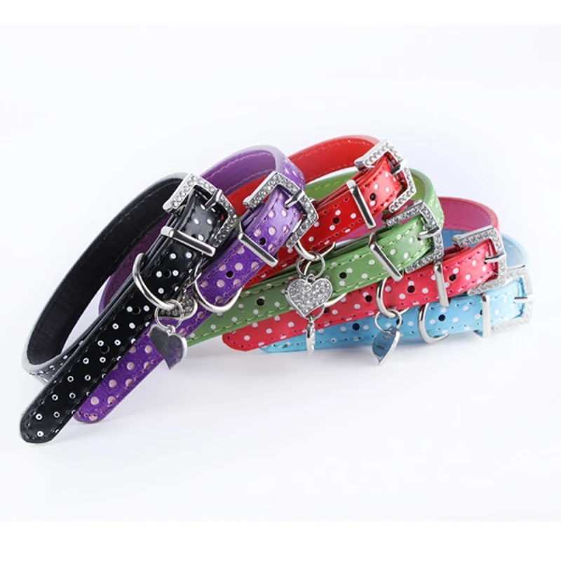 Ошейник для собак подвеска в форме сердца с кристаллами маленький ошейник кошек