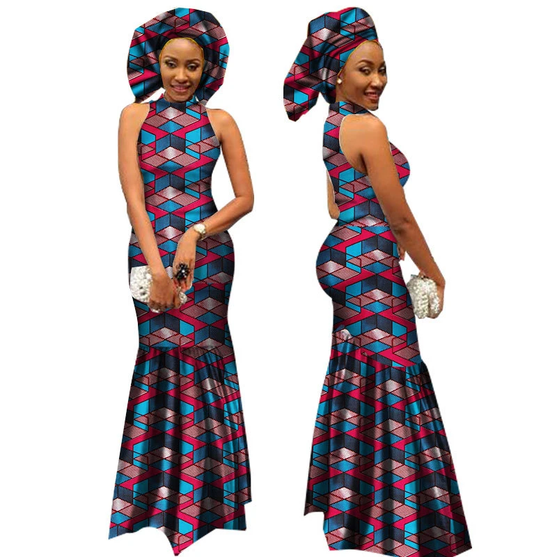

2020 New Ladies African Clothes Dashiki Maxi Dress Sleeveless Plus Size African Dresses For Women Robe Africaine Clothes SL3588