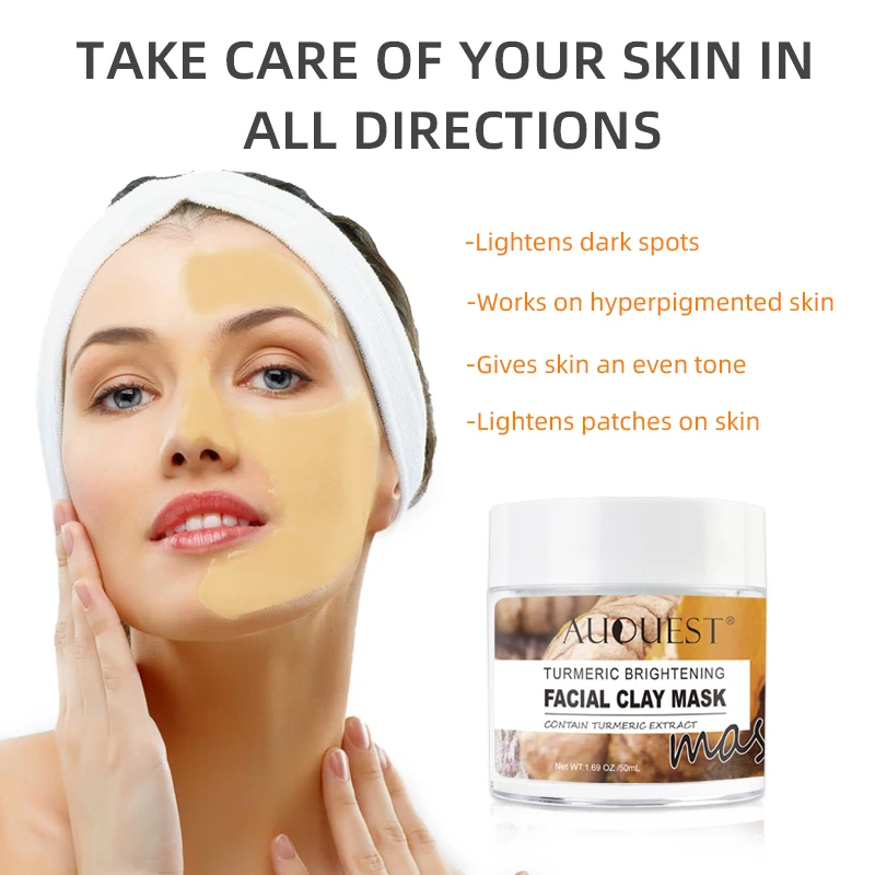 

Маска Auquest из куркумной глины, Ранняя маска для лица, увлажняющая отбеливающая маска для лица, отшелушивающая маска для лица против акне, кос...