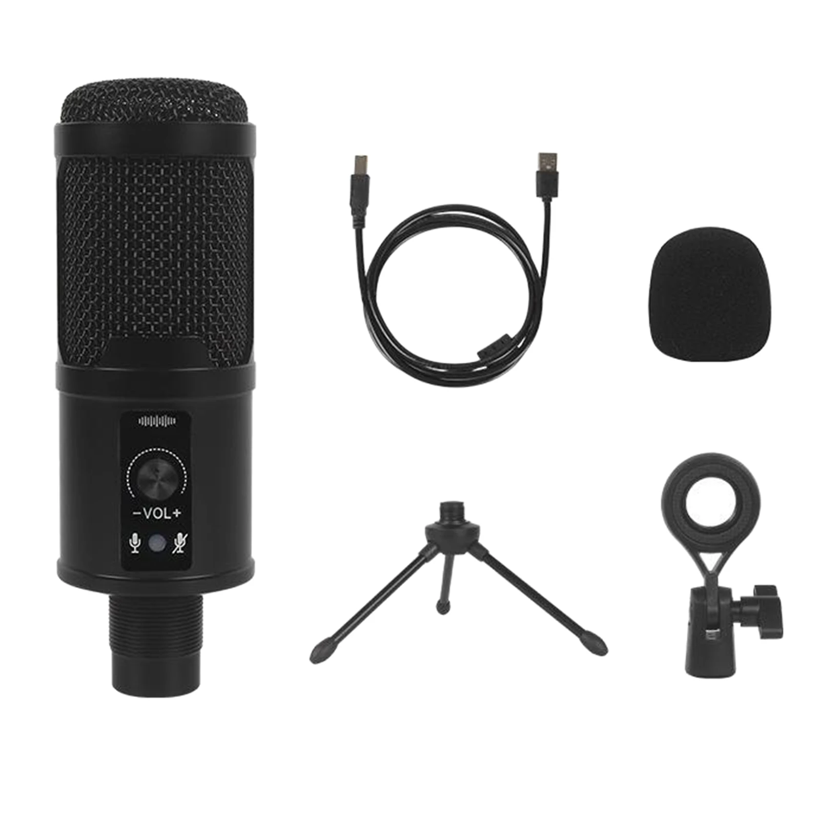 

USB Microphone Mic Kit Shock Mount Tripod Stand for PC Laptop Game Chat