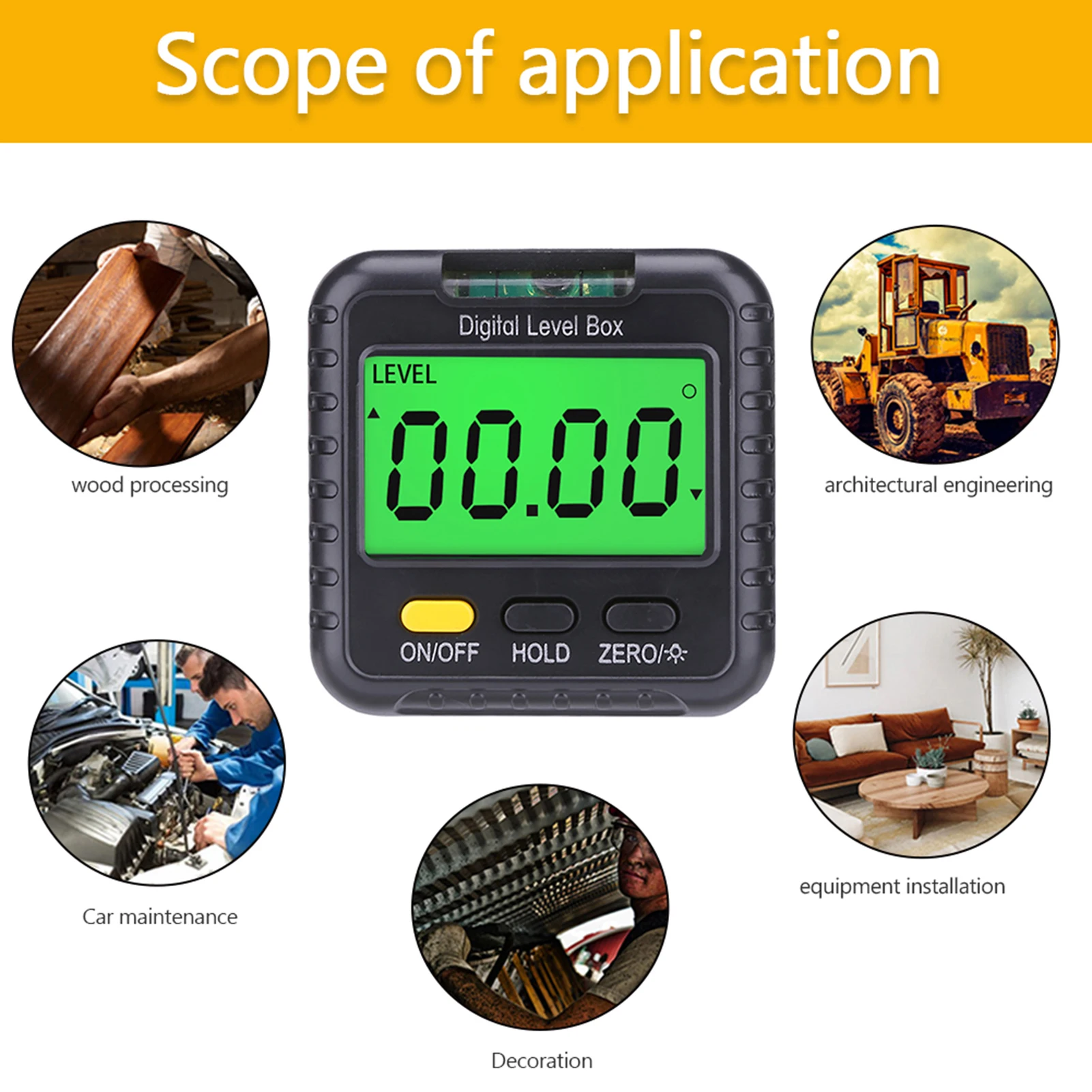 

360 Degree Mini Digital Protractor Inclinometer Electronic Digital Level Ruler Angle Ruler Base Precise Woodworking Measurement