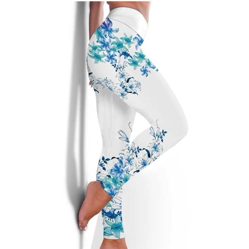 

Heart Letter Butterfly Flower Printed Cute Fitness Yoga Pants for Women High Waist Push Up Hip Breathable Sport Gym Leggings