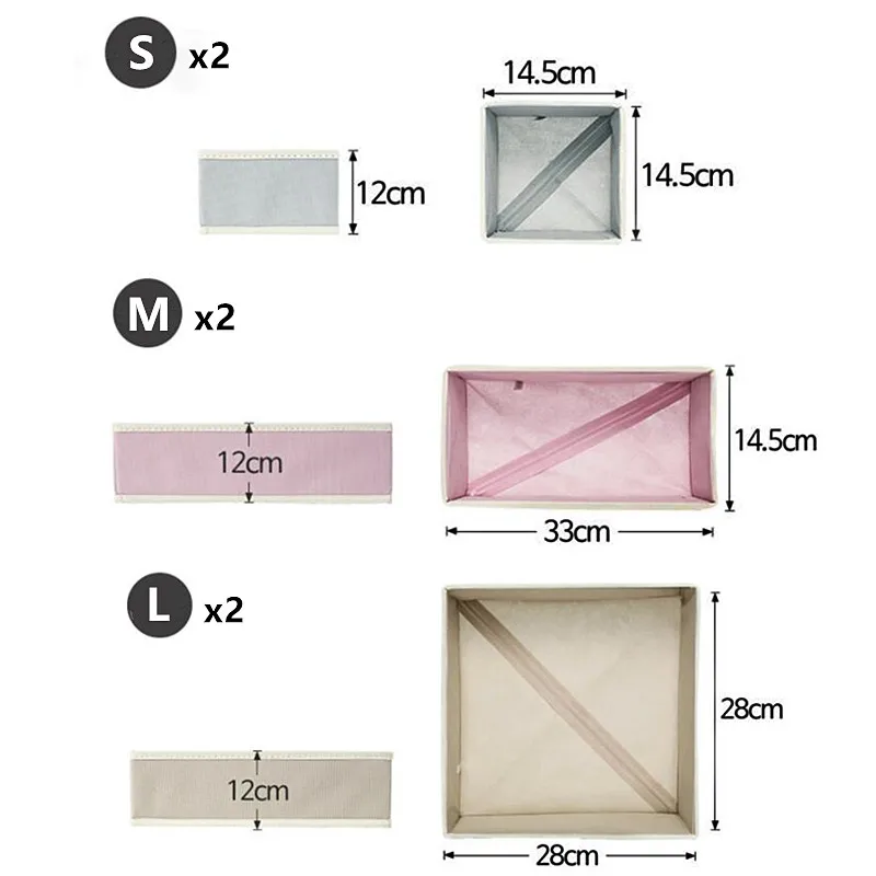 6 шт. складной органайзер для хранения нижнего белья|Ящики-органайзеры| |
