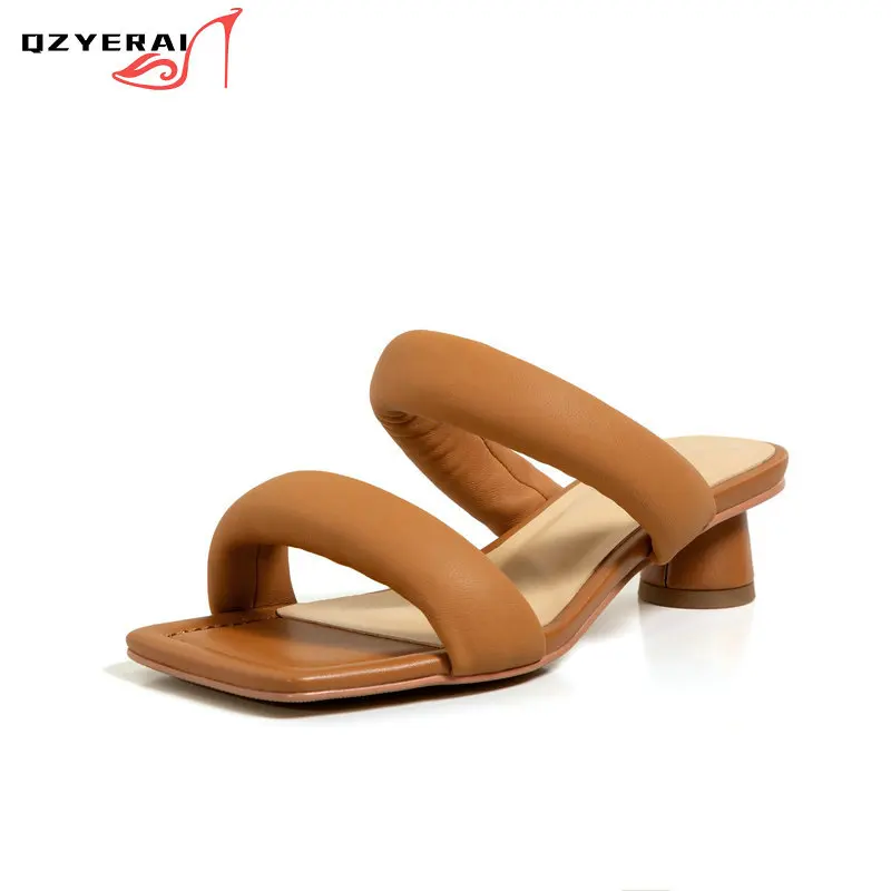 

2021 New Style Summer Genuine Leather Women Slippers Fashion Sandals Outdoor Beach Shoes