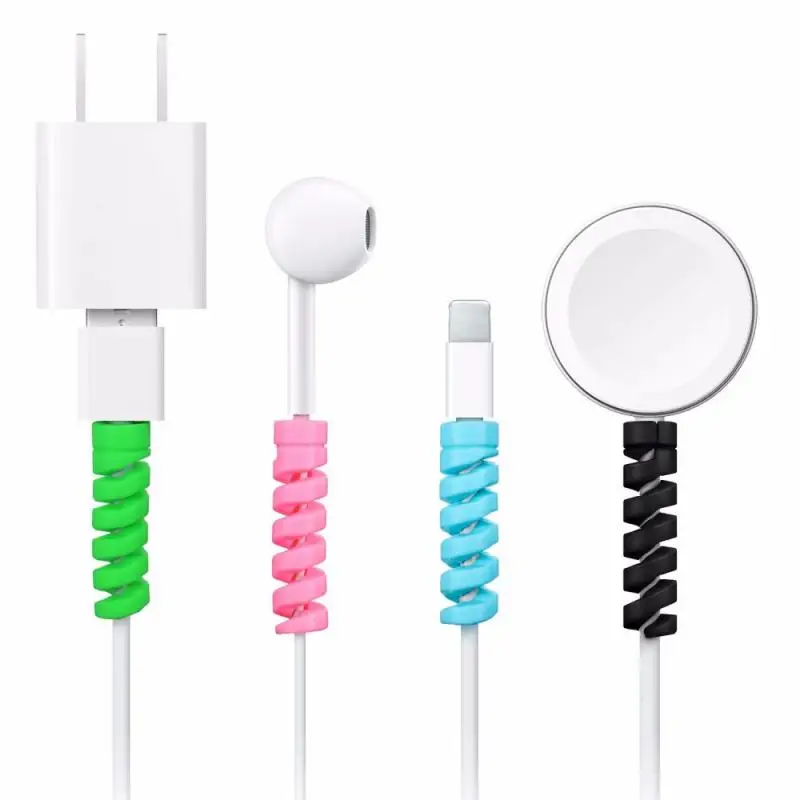 

New Spiral Cable Protector Silicone Anti-fracture Winder Protective Cover For Iphone Samsung Xiaomi USB Charging Earphone Line