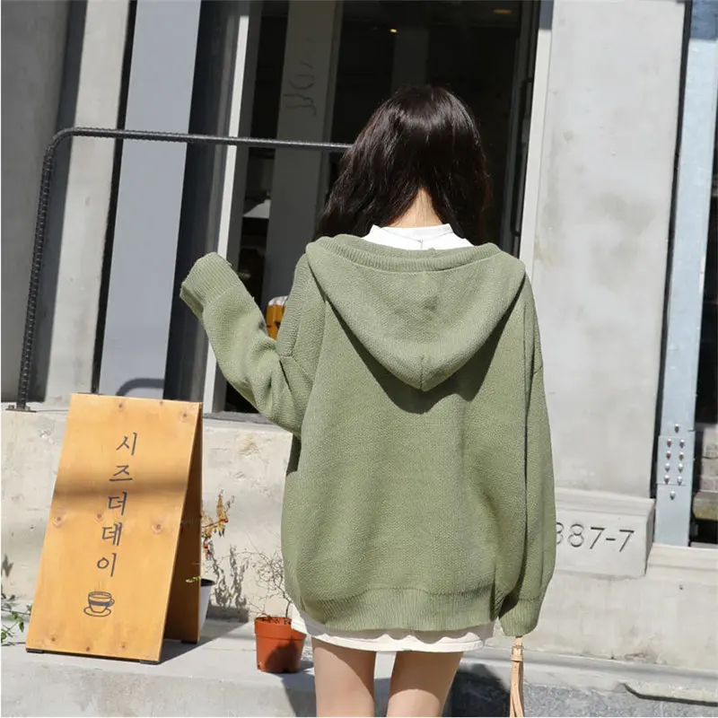 Милые Повседневные вязаные короткие свитера Alien Kitty на завязках с капюшоном и