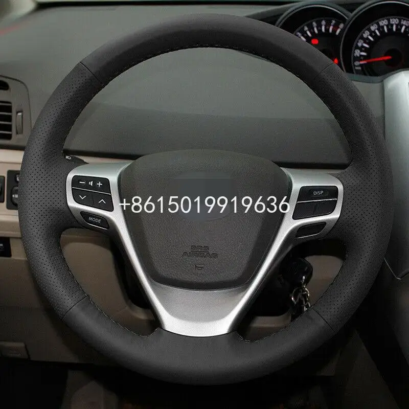 

Hand-stitched Black Leather Car Steering Wheel Cover for Toyota Verso EZ Avensis