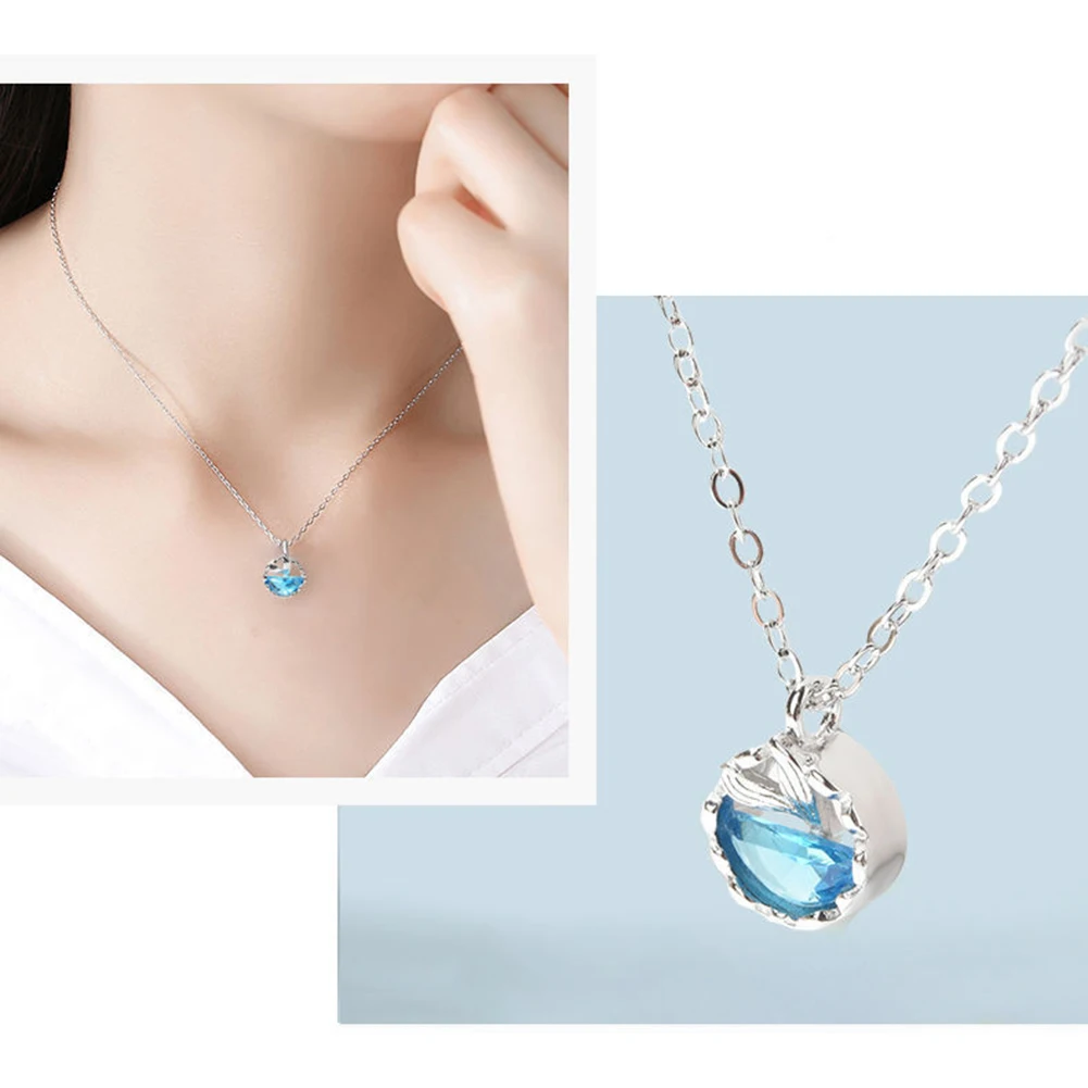 Женский Искусственный кристалл полые подвеска рыбий хвост ключица цепь ожерелье