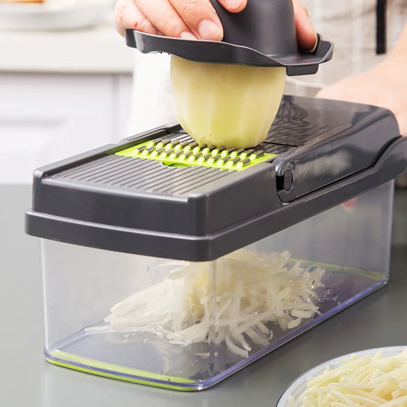 

Food Chopper Vegetable Fruit Cheese Onion Chopper Slicer Dicer Cutter Grater 12 in 1 Veggie Chopper ANDF889