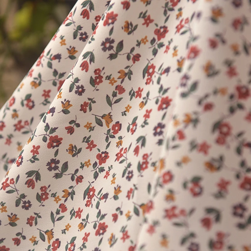 

Half Meter Green Leaves Red Flower Chiffon Fabric For Garment Dress Scarf Shirt Upper Clothes Sewing Material CR-962