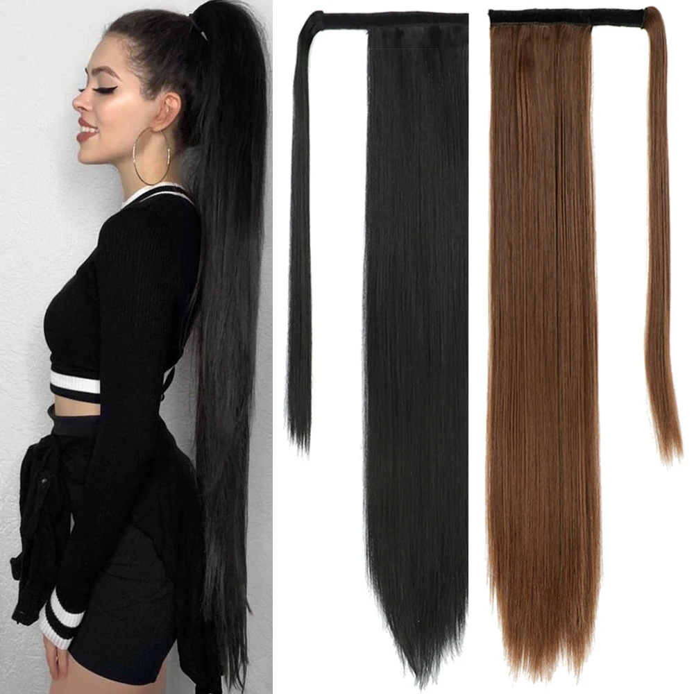 

MyDiva 28 Inch Super Long Synthetic Ponytail Clip in Hair Tail Nature False Hairpiece With Hairpins Pony Hair Extension