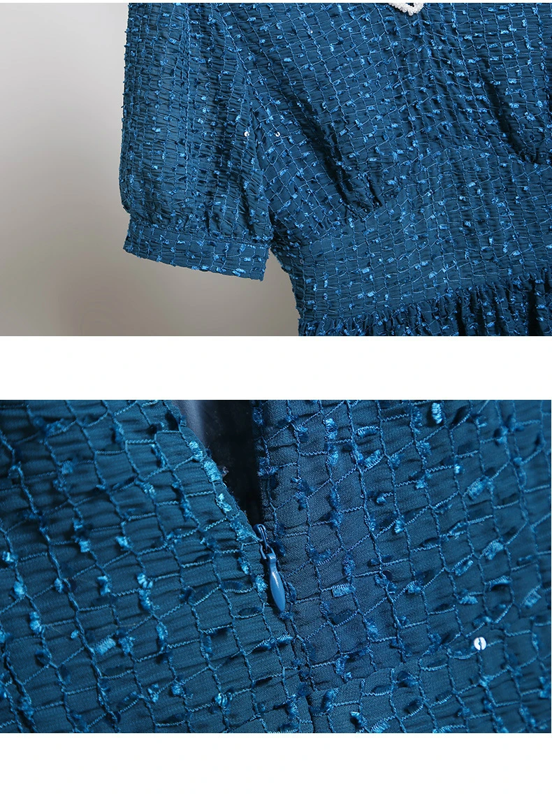 

BacklakeGirls Holiday New Summer Dress Vintage Blue Lace Beach A-Line Cocktail Dress Slim Women Midi Dress Vestidos Sexy Dress