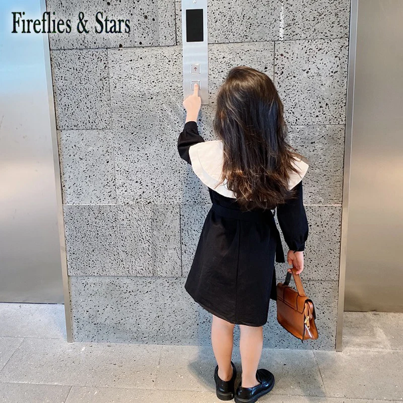 Spring Autumn girls dress Baby for toddler kids vestidos Children fashion clothes button ruffle layered collar 1 to 7 yrs | Детская