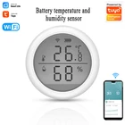 Датчик температуры и влажности Tuya Smart Home со светодиодным экраном, работает с Alexa Google Assistant и Tuya Smart Life