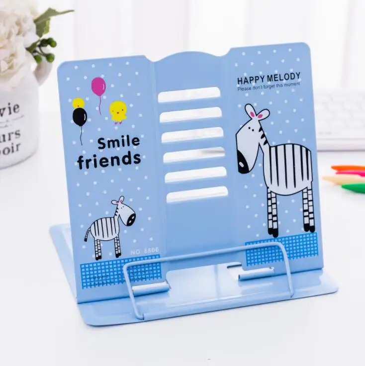 Zebra Kawaii Единорог Металлический регулируемый портативный держатель для книг для чтения складная подставка держатель книжная полка держатель для документов база канцелярские принадлежности - Color: Zebra
