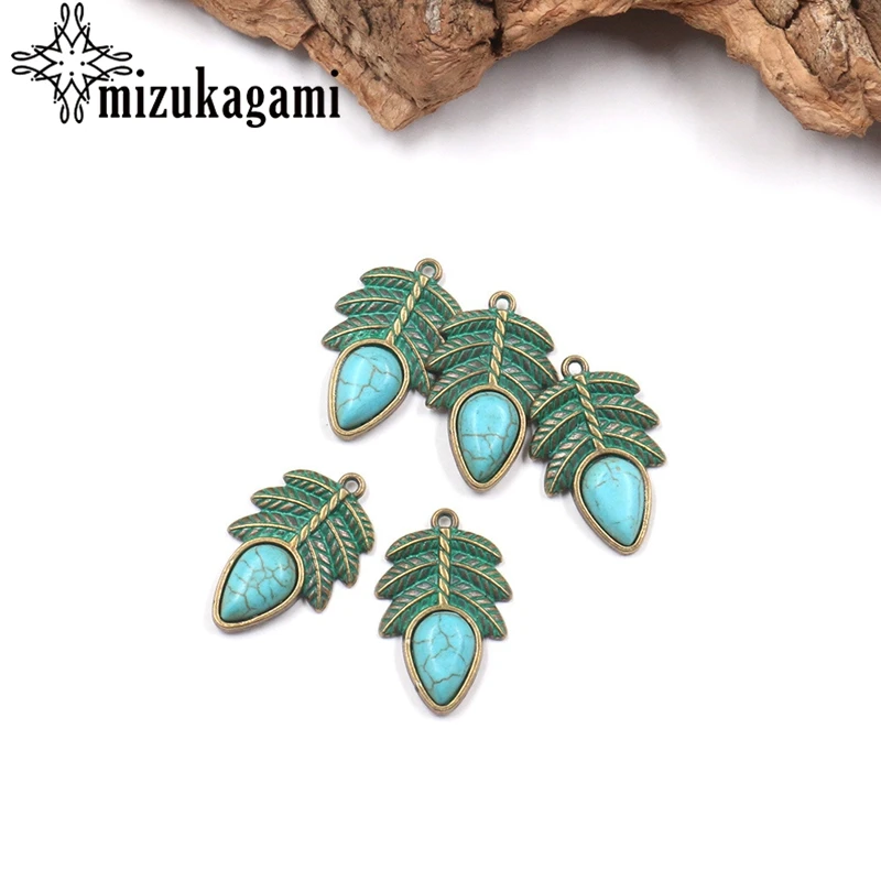 Подвески в виде листьев из цинкового сплава с патиной 6 шт./лот | Украшения и